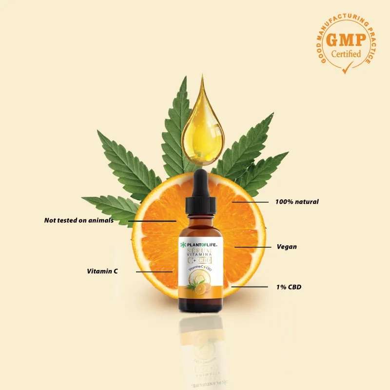Sérum con Vitamina C y CBD – Cuidado Facial y Corporal (30ml, 300mg CBD)